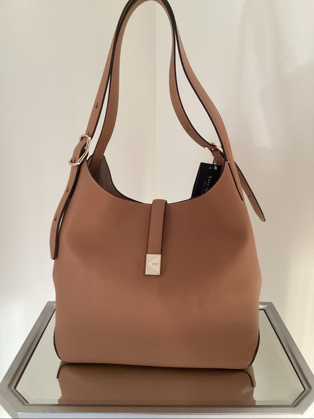 kate spade Tan Pebbled Leather Shoulder Bag with Gold Hardware